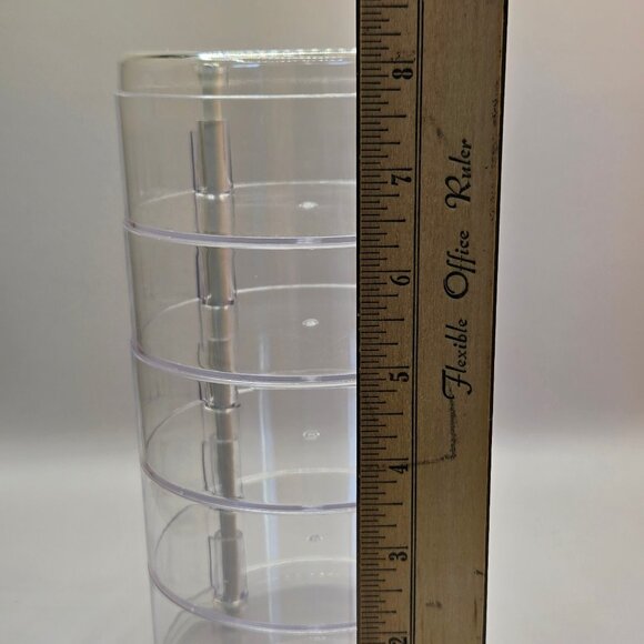 Clear Plastic Small Jewelry Organizer, 5-Layers Rotatable Storage Box with Lid - Picture 10 of 11